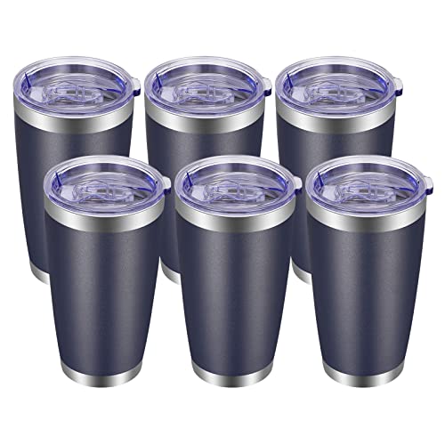 20oz Tumbler with Lid and Straw Stainless Steel Tumbler Cup Bulk Vacuum Insulated Double Wall Travel Coffee Mug Powder Coated Coffee Cup (6 Count)