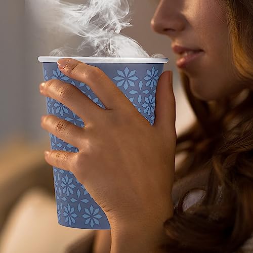 210 Pack Paper Cups 16 oz Bulk Disposable Coffee Cups Navy Floral (210 Count)