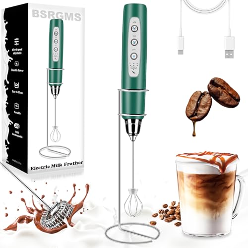Milk Frother Wand Rechargeable Handheld Whisk Coffee 3 Speed Adjustable