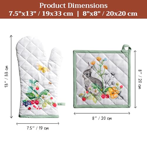 100% Cotton Oven Mitt & Pot Holder Set