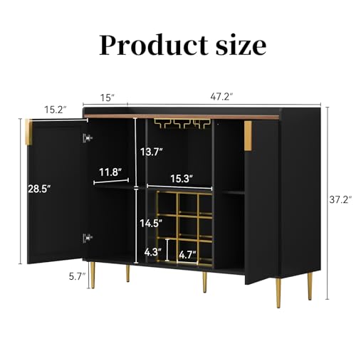 48" Wine Bar Cabinet with Fluted Texture