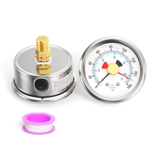 0 160PSI Stainless Steel with Reset Pointer Liquid Filled Pressure Gauge