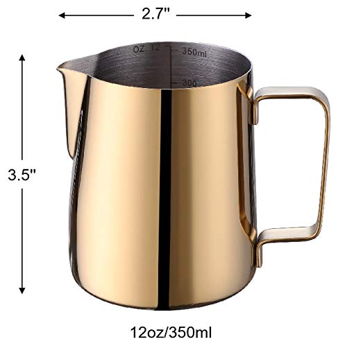 Milk Frothing Pitcher 12oz Stainless Steel Perfect for Latte Art
