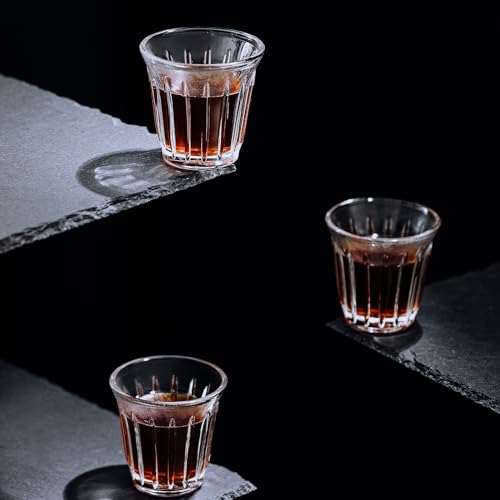 Shot Glasses Set of 6 Small Glass Cups 3OZ Latte Glasses for Espresso (6 Count)