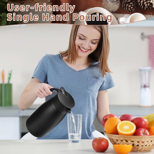 2 Pcs Thermal Coffee Carafe Insulated Stainless Steel Coffee Carafe for Hot Liquid Vacuum Thermal Pot Creamer Pitcher Dispenser with Brushes Keeping Hot Water Milk (2 Count)