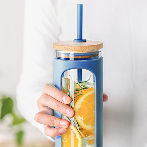 20oz Glass Tumbler with Straw and Lid