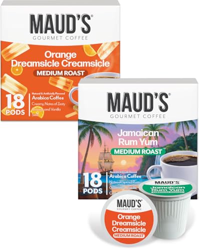 Maud’s Orange Creamsicle & Jamaican Rum Yum Coffee Pods Variety Pack (36 Count)