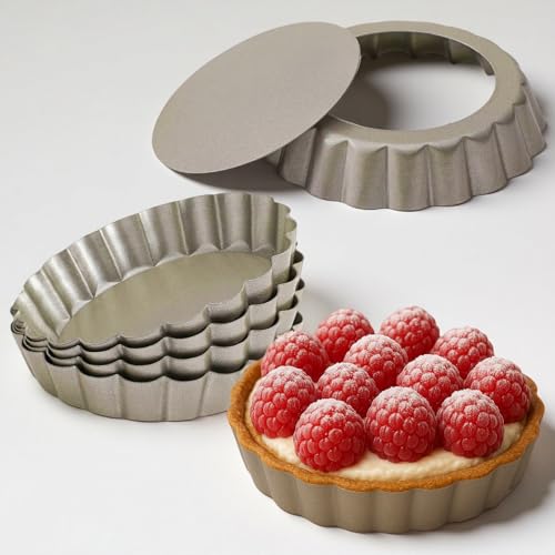 4 Inch Mini Quiche Pans Gold 6 Pack. Egg Tart Molds w (6 Count)