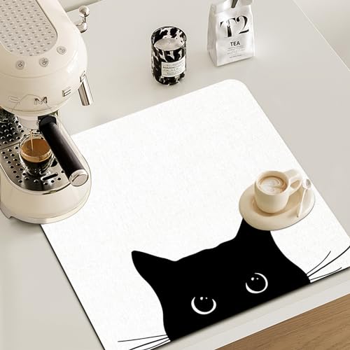Black Cat Dish Drying Mat