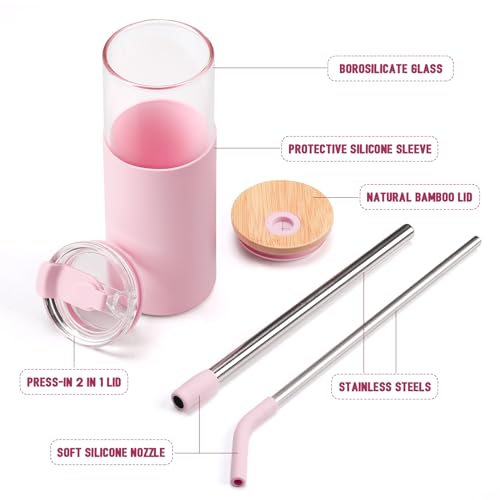 24oz Glass Tumbler with Lids and Straws