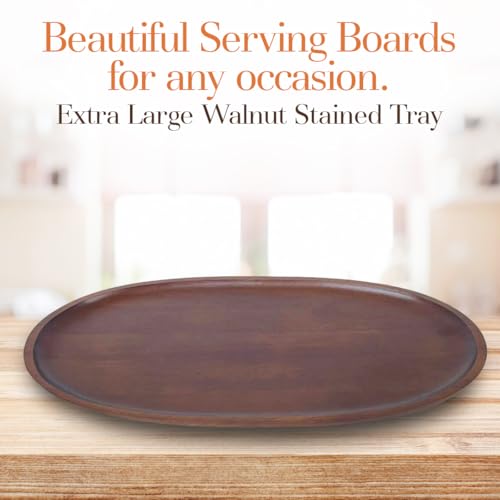 Woodard & Charles Walnut Stain Wood Extra Large Oval Tray