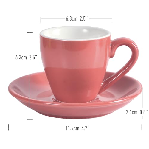 Porcelain Espresso Cup with Saucer And Stainless Steel mini Spoons (7 Count)