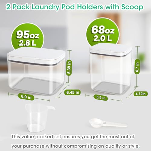 2 Pack Laundry Pods Container with One (2 Count)