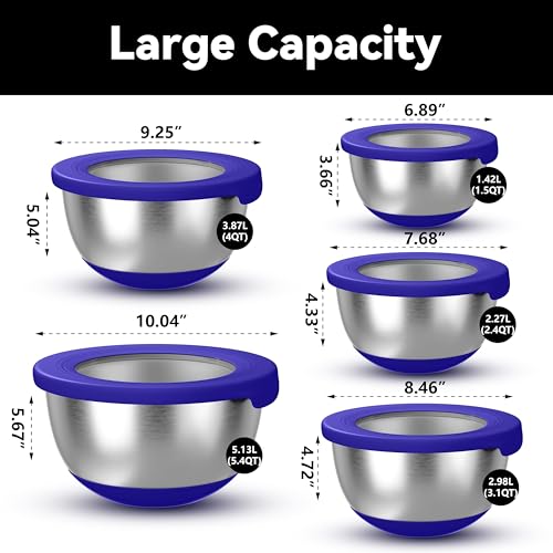 Stainless Steel Mixing Bowls with Lids (5 Count)