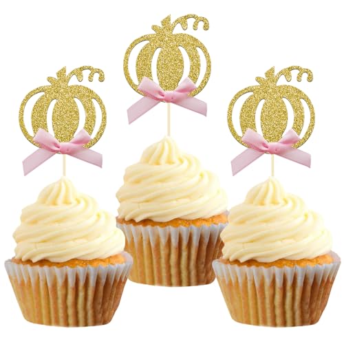 Pumpkin Cupcake Topper Fall Theme Cake Decoration (24 Count)