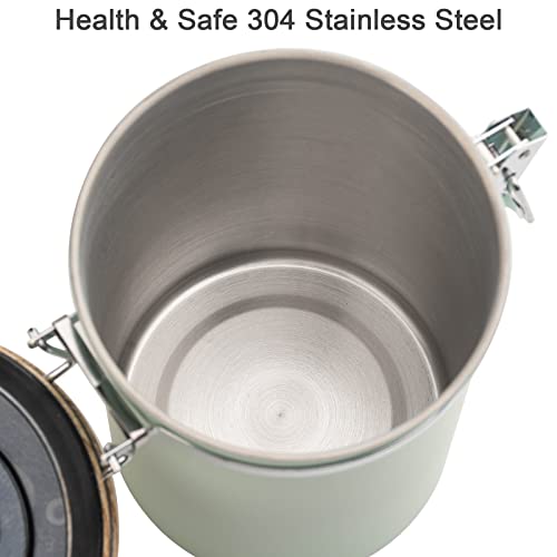 Coffee Canisters Airtight Coffee Bean Storage Container Kitchen Stainless Steel Food Storage Container with Scoop Date Tracker & CO2 Valve 61Fl Oz (60.8652 Fl Oz)