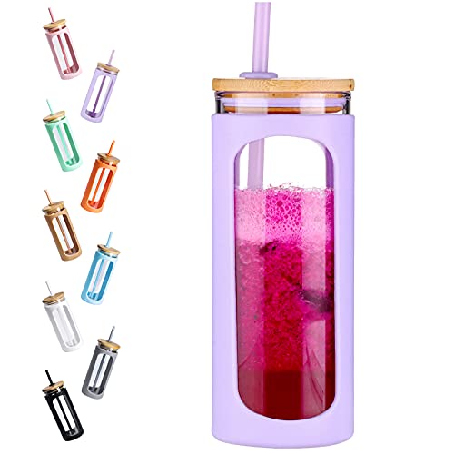 20oz Glass Water Tumbler with Straw and Lid
