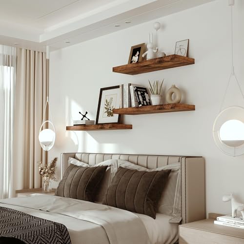 Deep Floating Shelves for Wall 24 inches Set of 2 (2 Count)