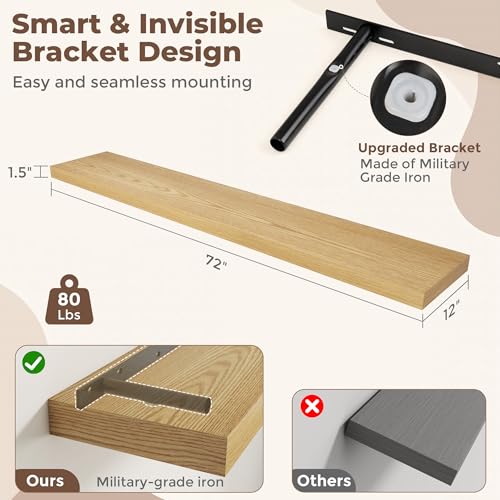 72 Inch Floating Shelves