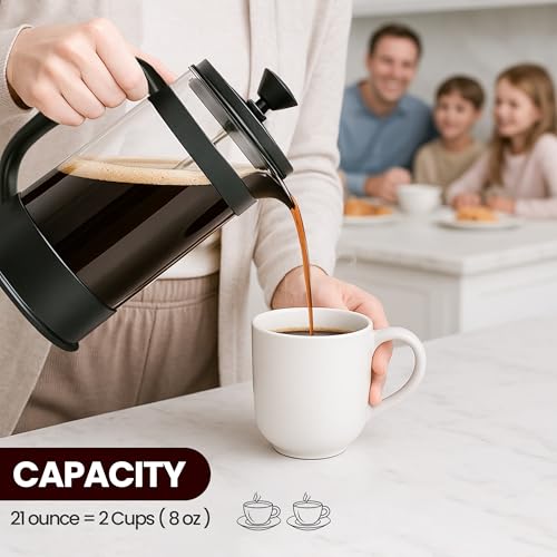 Borosilicate Glass French Press Coffee Maker 21 Oz
