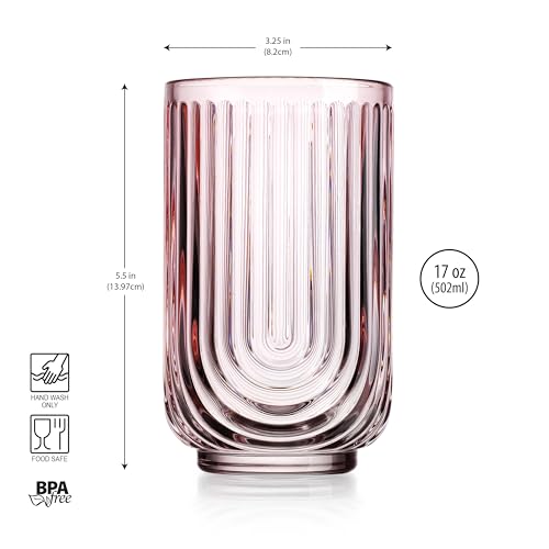 Vintage Glassware Art Deco Glasses Ribbed Drinking Glasses U (4 Count)