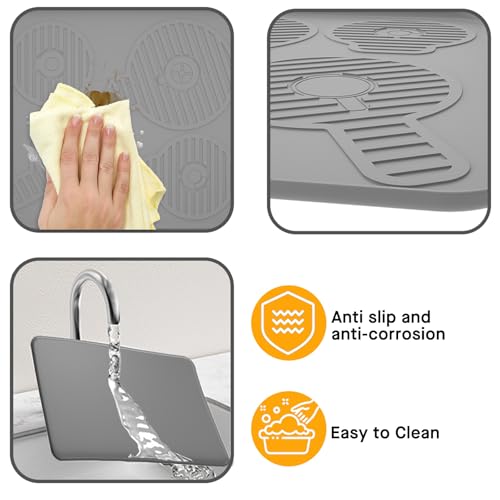 Silicone Coffee Mat 25"x16'' Large Coffee Bar Mat for Counter Station Accessories (3 Count)