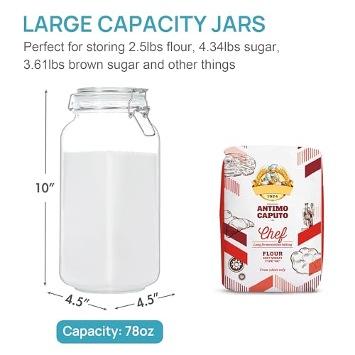 78oz Glass Food Storage Jars with Airtight Clamp Lids (3 Count)