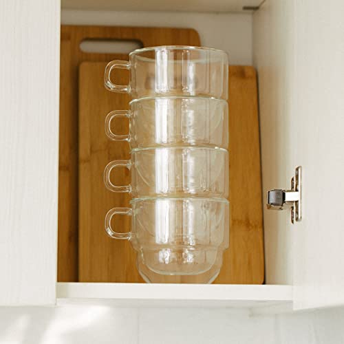 BTaT Double Walled Stackable Glass Coffee Mugs (4 Count)