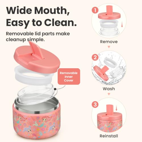 12oz Insulated Vacuum Food Jar with Buckle Lid Wide Mouth Soup Thermo for Hot Food Kids Leakproof Stainless Steel Lunch Container