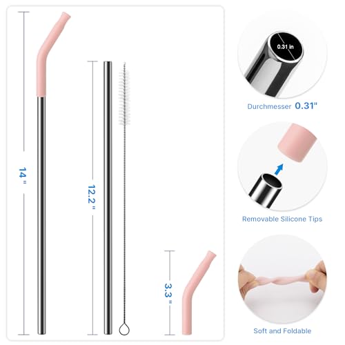 Metal Straw with Silicone Tip for 40oz Stanley Cup