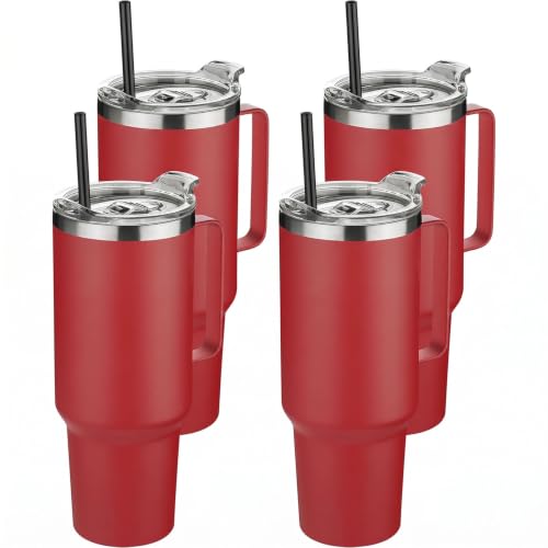 40 oz Stainless Steel Tumbler with Handle (4 Count)