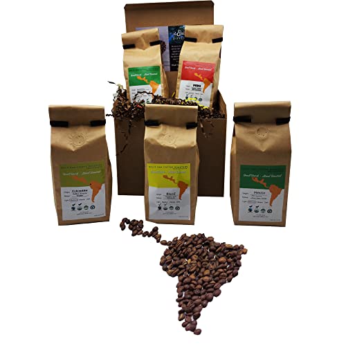 Coffee Gift Set Las Americas 5 Pack 12oz Gourmet Organic Medium Roast whole Bean with Best Beans From Mexico (60 Ounce)