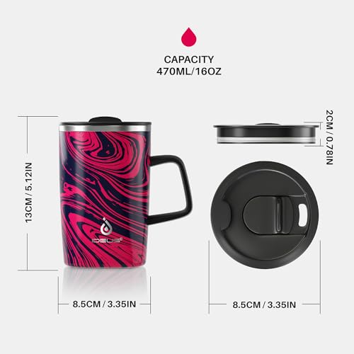 16 oz Insulated Coffee Mug with Lid and Handle