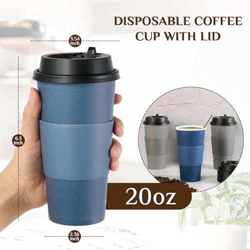 100 Pack 20 oz Disposable Coffee Cups with Lid (100 Count)