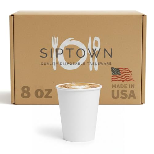 Paper Cups 8 oz 1000 Pack for Coffee & Tea Made in USA (1000 Count)
