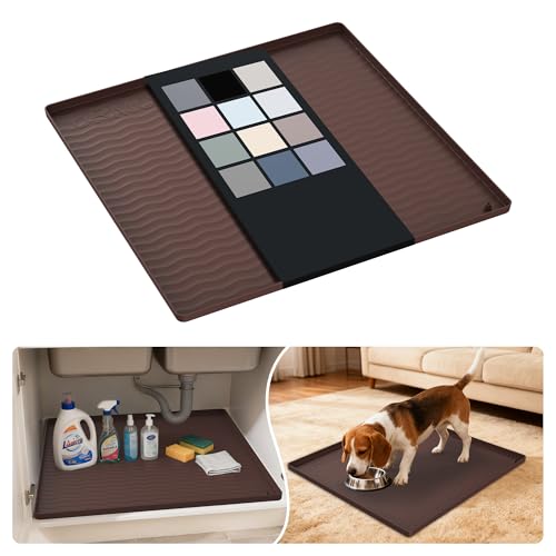 Waterproof Silicone Under Sink Mat 22'' x 22'' Shelf Liner for Kitchen and Bathroom