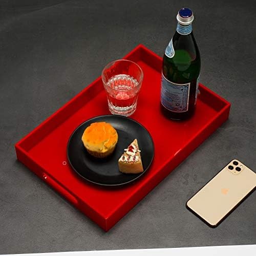 Sturdy Red Acrylic Serving Tray with Handles