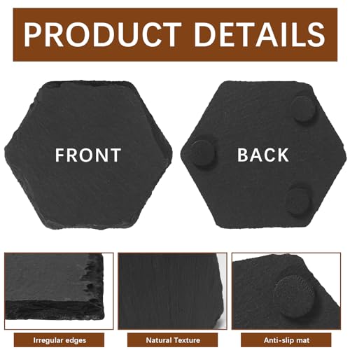 12PCS Slate Coasters Black Bulk Blank Laser Engraved Hand Painted Beverage Coasters (12 Count)