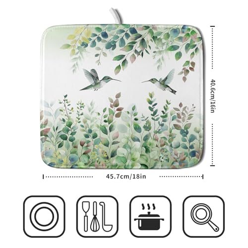 Hummingbird Dish Drying Mat for Kitchen Countertop