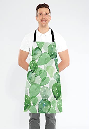 Cute Watercolor Cactus Adjustable Bib Apron