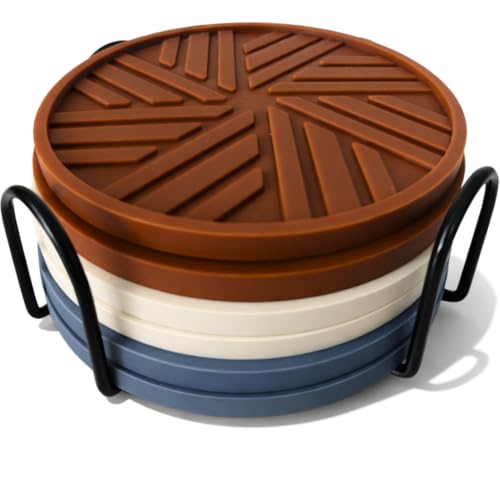 Silicone Coasters Set of 6 with Modern Patterns (6 Count)
