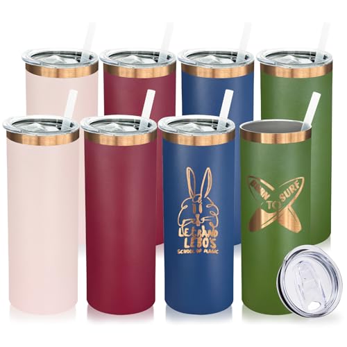 20 oz Skinny Tumblers Bulk with Lids and Straws Mixed (8 Count)