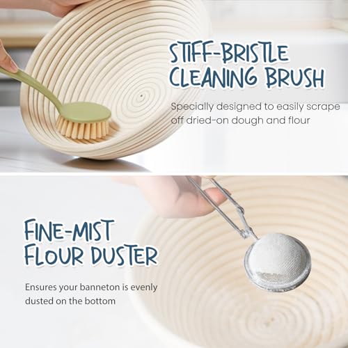 Sourdough Starter Kit with Banneton Bread Proofing Baskets and Jar