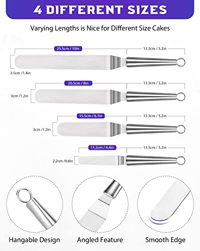 Metal Offset Icing Spatula for Cake Decorating Frosting (4 Count)