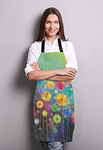 Colorful Spring Petal Flowers Bib Apron with Adjustable Neck for Men Women
