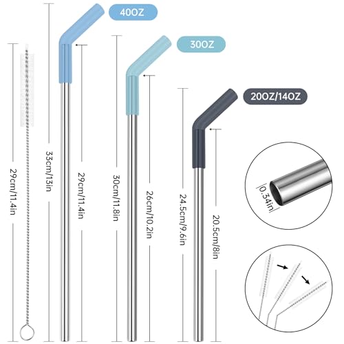 6 Pack Metal Straws with Silicone Tip Fit for Stanley 14 (6 Count)