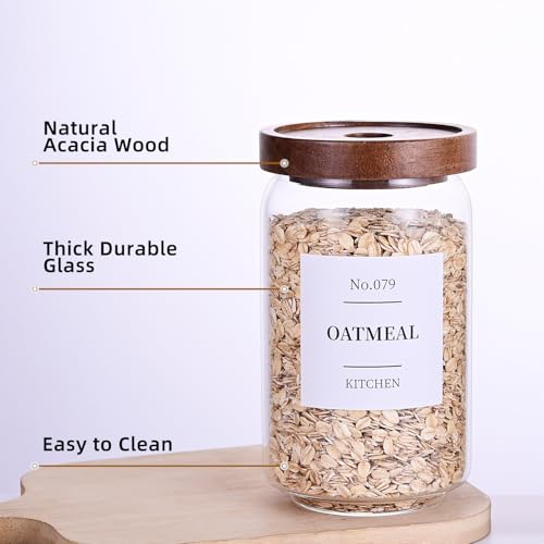 Glass Pantry Storage Jars with Acacia Airtight Lid (6 Count)