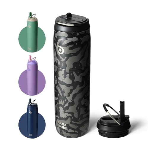 Stainless Steel Water Bottle 32 oz Black Camouflage