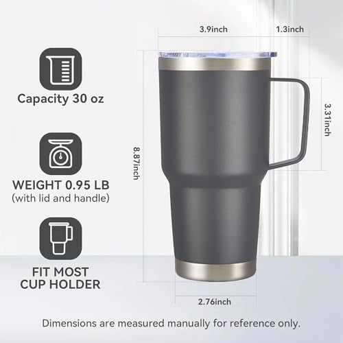 30 oz Stainless Steel Tumbler with Handle and Lid