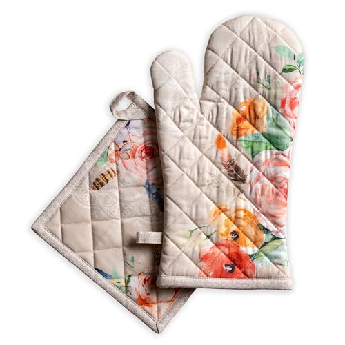 100% Cotton Oven Mitt & Pot Holder Set